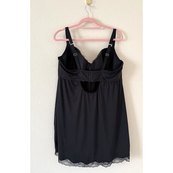 Cacique Women's Plus Size Adjustable Black Lace Slip Lingerie Size 44DD - Picture 2 of 7